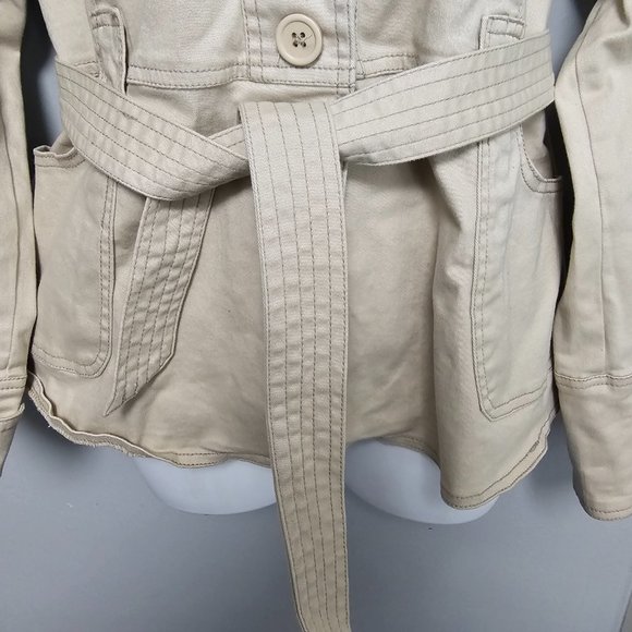 NEW WITH TAGS, Women's Lane Crawford khaki button up with a tie around belt jack - Picture 4 of 16